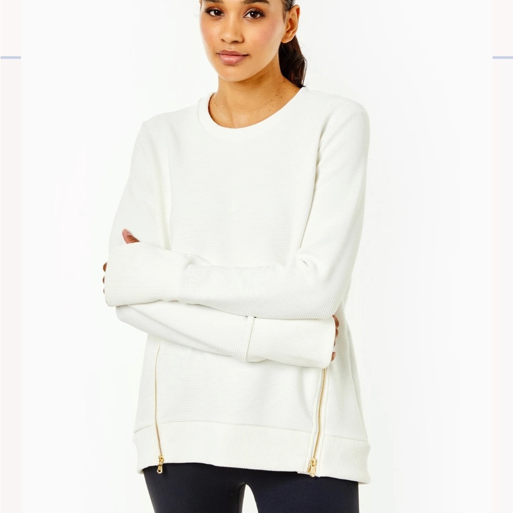 EUC Addison Bay Everyday Crewneck Sweatshirt, Small, White Rib